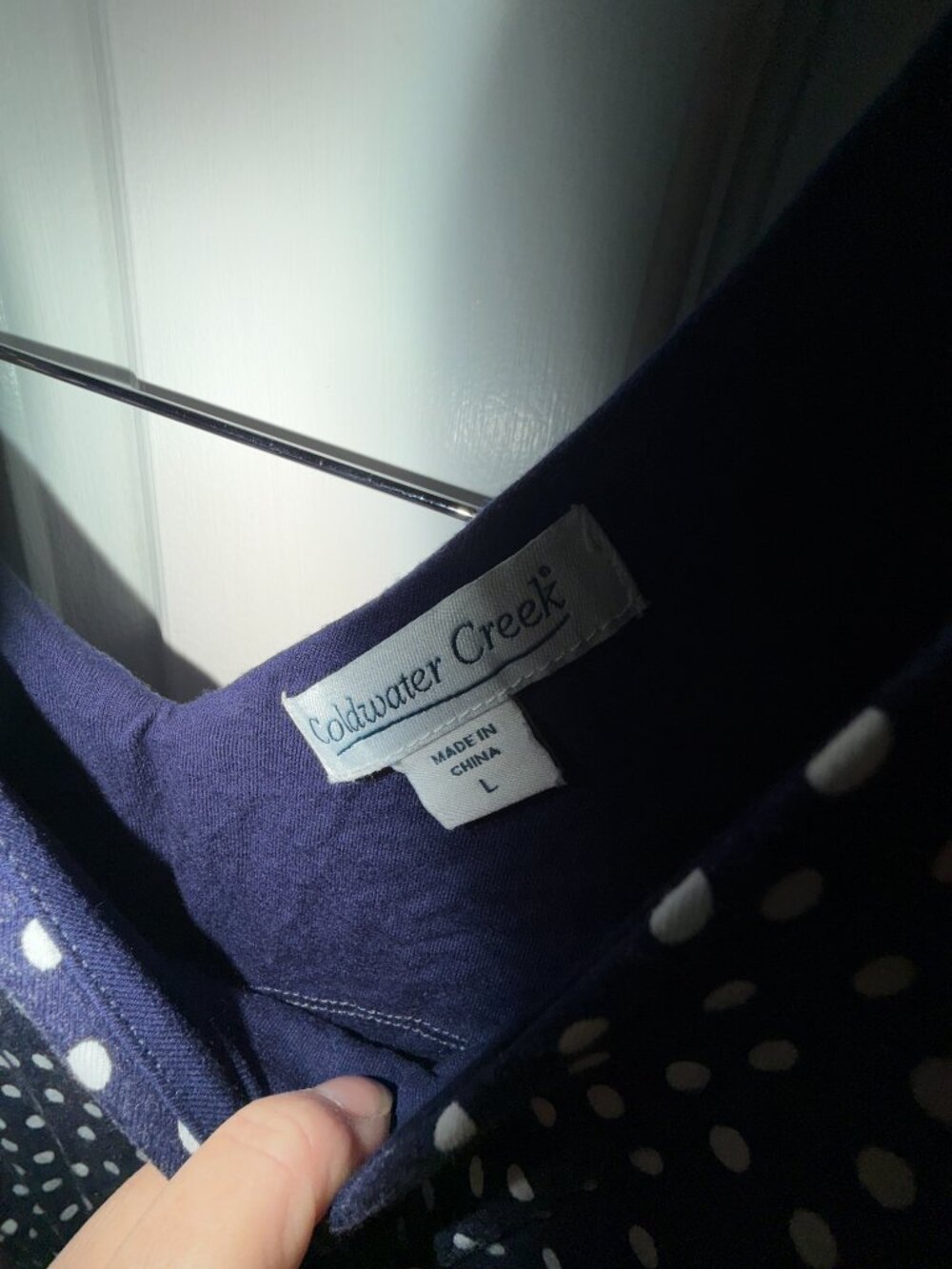 Coldwater Creek “No Dot About It” Dress | Navy Polka Dot Midi Maxi Dress - Picture 4 of 5